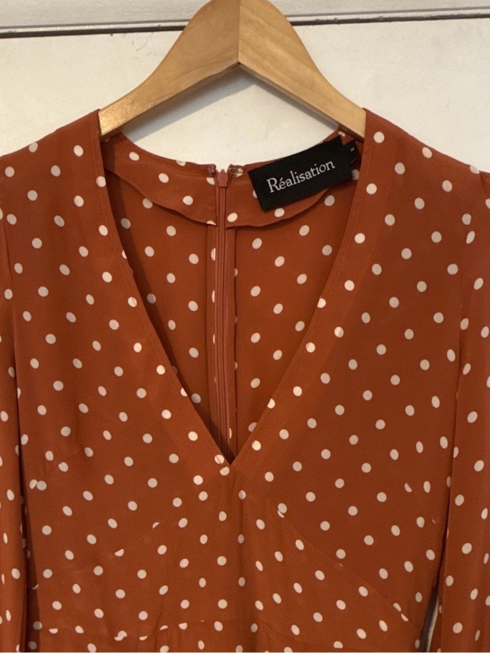 Réalisation Par Polka Dot Rust V-Neck Dress EXCELLENT condition